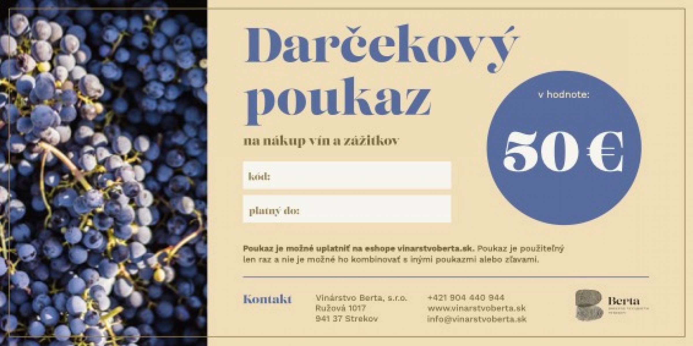 ONLINE Darčekový poukaz v hodnote 50 EUR